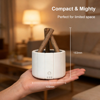 Diffuseur d'arômes portable mini ultrasonique pour huiles essentielles avec télécommande et lumière de flamme colorée pour ambiance feu de camp