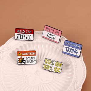 Diyalog sloganı emaye pimleri Hello ben gerilmiş yorgun çalışıyor stres rahatlatmak broş giysi hediye kadın için arkadaş takı - Product Image 1