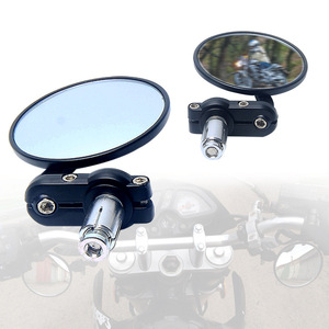 Rétroviseur de moto universel 22 mm pour guidon, miroir rond plat pour scooter, style rétro, placement gauche, en métal - Product Image 1