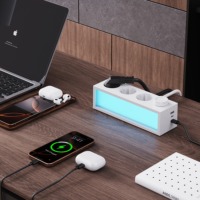 Multiprise de bureau 3 prises avec USB et interrupteur rotatif, prise de courant RVB colorée 2026, multifonctionnelle, norme UE/Allemagne