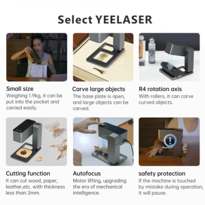 آلة نقش بالليزر صغيرة ييلايزر 5 واط أوتوماتيكية بالكامل مع تحكم عبر التطبيق، آلة نقش محمولة للخشب وأعمال الحرف اليدوية - Product Image 5