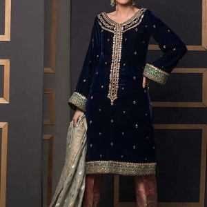 2021 Trendy Stunning Party Dress New Year Kurta Pant Beautiful Lace Deco Applique Work Button Decoration for Wedding/Birthdays - Product Image 1