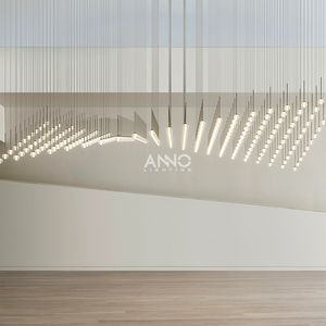 Lustre de hall d'hôtel d'intérieur d'art moderne d'ANNO Grand lustre de <span class=keywords><strong>boule</strong></span> de verre et suspensions - Product Image 4