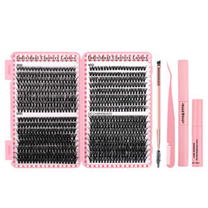 Kit DIY pour cils faits main, 32 rangées, 30-50 pièces, 640 bouquets au total, style mixte coréen, fibre PBT, colle et outils inclus - Product Image 2