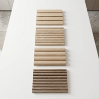 Paneles de Madera Flexibles Acanalados Semicirculares de MDF, Panel Tambour Flexible Negro para Decoración de Puertas de Muebles y Paredes Interiores