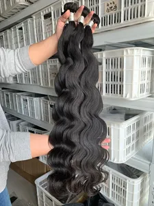 Unprocessed Vietnam Virgin Cuticle Intact Hair Bundle Vendors Bulk Double Drawn Weft Raw Indian Temple Human Hair Extensions