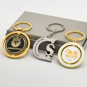 Alta qualidade metal keychain logotipo personalizado silicone bonito girar metal chaveiros com esmalte