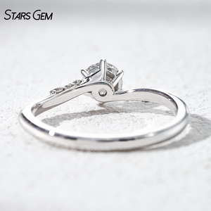 Anillo de Diamante de Laboratorio, Oro Blanco de 18k, 0.5CT, Corte Brillante Redondo, Anillo Solitario, Anillos de Compromiso - Product Image 5