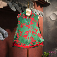 Vêtements pour femmes originaux, nouveau style chinois, design vert améliorant l'apparence, col montant irrégulier, gilet en soie grande taille 5675