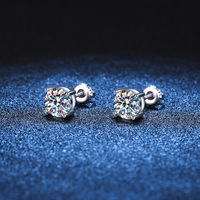 Boucles d'oreilles clous en argent sterling 925, bijoux fins, moissanite rose et verte 1ct 2ct 4ct, à visser, grade D