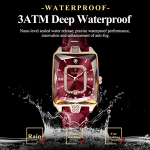 Poedagar 785 vuông hình dạng pha lê đồng hồ cho các cô gái sang trọng da ban nhạc không thấm nước thạch anh phụ nữ xem - Product Image 3