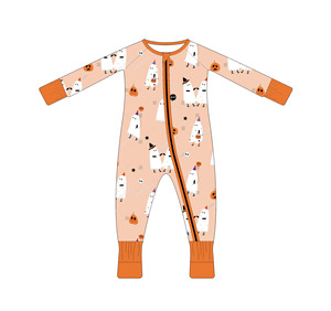 Pigiama per Neonati di Halloween con Stampa <span class=keywords><strong>Scheletro</strong></span> e Fantasma, Stile con Cerniera in Fibra di Bambù, Morbidi Polsini, Unisex - Product Image 5