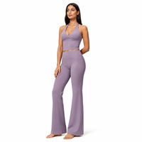 Ensemble de yoga professionnel pour femmes, vêtements de sport, tenue de gym, soutien-gorge de sport sans couture, leggings, shorts, pantalon évasé, OEM ODM personnalisé