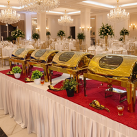 Edelstahl Gold Chafing Dish 9L Fassungsvermögen Elektrisch Beheizter Buffet-Server für Gewerbe, Hotels und Restaurants