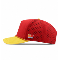 Casquettes de sport HANWAY personnalisées en PVC, 5 panneaux, respirantes, imperméables, de haute qualité, ajustables, avec trous découpés au laser, pour le golf