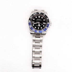Correa de Reloj de Lujo de Alta Gama, Negra con Puntero Azul, 21 mm de Ancho, para Reloj Mecánico de Hombre con Esqueleto - Product Image 2