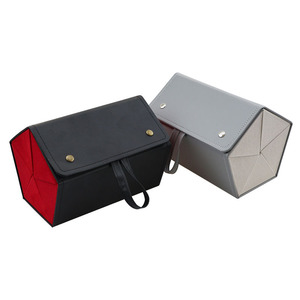 Grande boîte de lunettes de soleil faite à la main qualité en cuir PU multi-carreaux nouvelle boîte fonctionnelle bijoux lunettes stockage Rectangle lunettes boîte-cadeau - Product Image 4