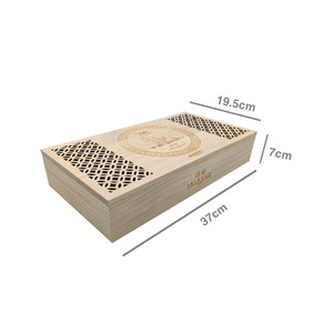 Caja de Madera para Empacar Pasteles de Luna, 37x19.5x7cm, Rectangular, Hecha a Mano, Estilo Chino, Caja de Regalo de Madera de Pino - Product Image 1