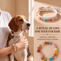 Collier pour chien en perles de cristal multicolores faites à la main, accessoire pour animal de compagnie personnalisé