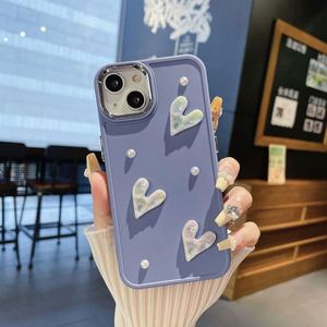 เคสโทรศัพท์ลายหัวใจ 3 มิติ ประดับมุกน่ารัก สำหรับ iPhone 17Pro Max 14 13 12 11 XS XR 7 Plus  วัสดุซิลิโคนนิ่ม ป้องกันการกระแทก สำหรับ iPhone15 - Product Image 1