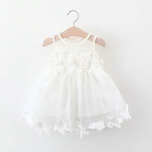Robes en coton sans manches pour bébés filles, avec décorations florales, pour anniversaire, vente en gros, provenance Chine - Product Image 1
