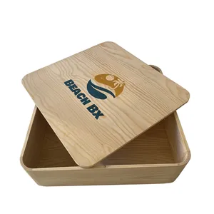 Custom Large Solid Wood Rounded Corners Boxes With Magnetic Lid wooden Keepsake/Memory Box Wooden Packaging Case Storage Crate