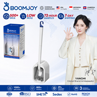 BOOMJOY Brosse WC multifonction écologique en PP, style caddie, avec long manche et design incurvé en S pour un nettoyage en profondeur des canalisations et des rainures