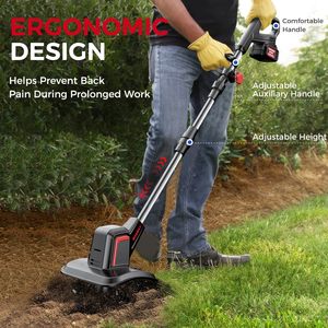 Cordless Tiller for Gardening Battery <b>Powered</b> Mini Cultivator 20V 3.0Ah Soil Cultivation PT13-002 Lightweight Design Easy to Han - Product Image 3