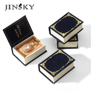 กล่องใส่แหวนสไตล์จดหมายรักย้อนยุค JINSKY กล่องกำมะหยี่หรูหราแบบแม่เหล็กพับได้ขนาดเล็ก กล่องใส่เครื่องประดับ GC-01 กวางตุ้ง - Product Image 1