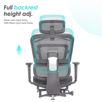 Fauteuil de bureau ergonomique à dossier haut avec support lombaire, en maille, réglable, avec repose-pieds