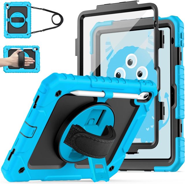 New Style Heavy Duty Shockproof Rugged Tablet Case for iPad 10th Gen 2022 10.9-Inch Kids Use 360 Rotating Kickstand PC+Silicone