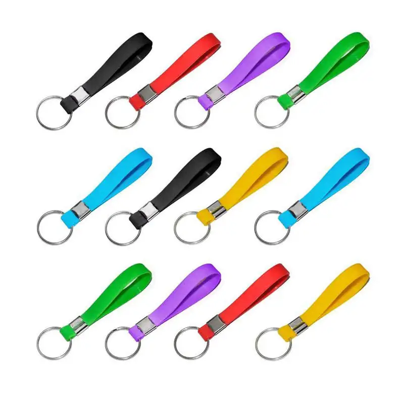 Custom Wide Color Rubber Submimation Promotion Cute Wristlet Silicone Promotion Gift Wristband Keychain for Kids Adult