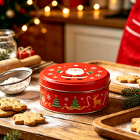 Boîte à biscuits plate ronde personnalisée avec logo, en fer blanc de qualité supérieure, hermétique et opaque, pour emballage cadeau de Noël, lot OEM