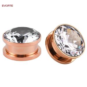 Evorte <span class=keywords><strong>Fashion</strong></span> - Joyería Corporal de Acero Inoxidable 316L con Circonita Cúbica, Expansores de Oreja, Túneles, Piercings, Ensanchadores de Oreja con Circonita Cúbica - Product Image 2