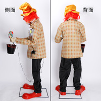 Decoración Animada de Payaso con Cubo de Dulces de Inducción Eléctrica, Figura de Joker Divertida de Pie, Animatrónico de Halloween con Ojos Luminosos