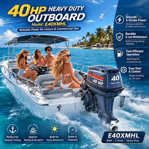 Moteur hors-bord 2 temps 2 cylindres 40 CV Marine Power E40XMHL, modèle 2026, en promotion, pour bateaux de pêche et bateaux de patrouille - Product Image 1