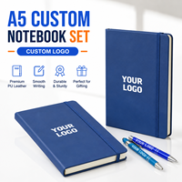 Cuaderno de Regalo Personalizado, Tamaño A5, Varios Tamaños, Cuero PU, Color Azul, Cuaderno Personalizado para Negocios de Fábrica
