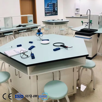 Table hexagonale de laboratoire scolaire, banc de travail, table d'ordinateur pour étudiants, table de laboratoire, banc de travail, bureau scolaire