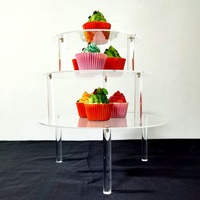 En stock : Présentoir à gâteaux rond à 3 niveaux en acrylique transparent, unité de présentation alimentaire sécurisée, faible MOQ pour les grossistes mondiaux de fournitures de fête