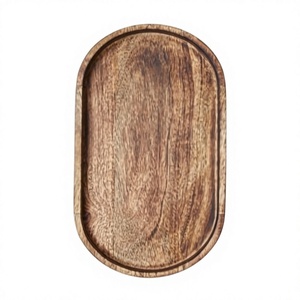 Oval Shape Wooden <b>Tray</b> Durable Natural Finish Eco Friendly <b>Trays</b> For <b>Snacks</b> & Drinks Display Cafe Supplies - Product Image 1