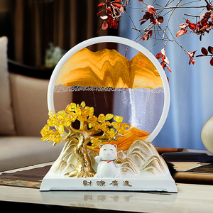 Ornement de table en sable coulant Chat porte-bonheur, Décoration artistique pour salon et bureau, Cadeau de pendaison de crémaillère - Product Image 1