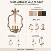 Lampe suspendue rétro en bois sculpté de style rural américain, idéale pour la décoration personnalisée de salle à manger, couloir ou mariage