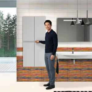 Carreaux muraux en céramique pour cuisine et salle de bain, en onyx marbré blanc, 30x45cm, finitions métalliques classiques, imperméables, briques réfractaires pour extérieur - Product Image 4