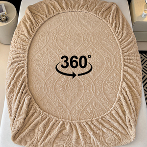 Lençol de Cama Acolchoado de Veludo Jacquard Grosso e Quente para Inverno, Estampa Floral Listrada, Antiderrapante, Cobertura Completa para Colchão - Product Image 5