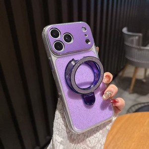 Senyork bling glitter transparent magnetic holder girls phone <b>case</b> for <b>iPhone</b> <b>11</b> 16plus 17promax bracket back cover - Product Image 5