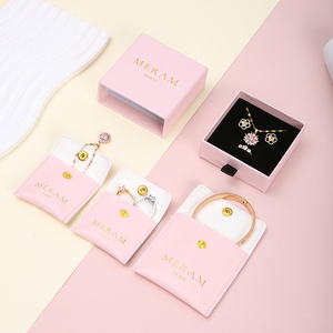 A1 rosa piccolo orecchino collana pacchetto di cartone cassetto di carta regalo portagioie moda gioielli regalo Set scatola scatola - Product Image 1