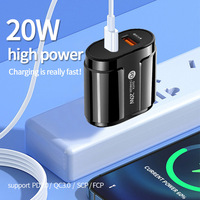 Pengisi Daya QC3.0 Quick Charge Usb-c 20w PD 2 in 1 Dua Port Pengisi Daya Ponsel Kabel Tipe C Pengisian Daya Super Cepat dan Adaptor