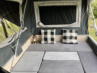 Diskon besar rem listrik 10 inci ringan lipat Off-road Travel kamper Trailer tahan air Top tenda braket fitur Mini