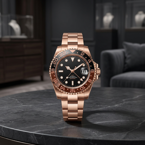 นาฬิกาดำน้ำ GMT S Logo SEIKO Movement NH34 สายสแตนเลสสตีลสีทอง Jubilee ขนาด 20 มม. กันน้ำ ระบบอนาล็อก พร้อมส่งแบบดรอปชิป - Product Image 3