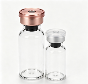 Frascos de vidrio borosilicato transparente con tapas metálicas multicolor, herméticos, con cuello crimpado, mini contenedores para regalos y muestras de productos. - Product Image 4